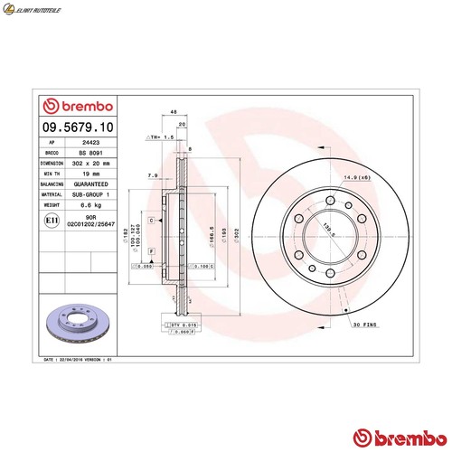 Brake discs 5679 10 for - 2x, 09.5679.10
